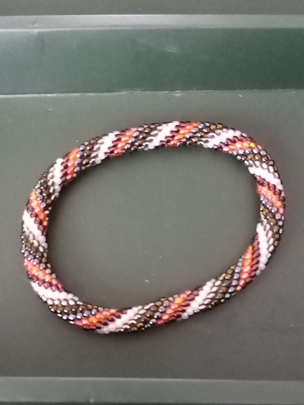 Twisted Bead Bracelet in Pink, Orange & Brown